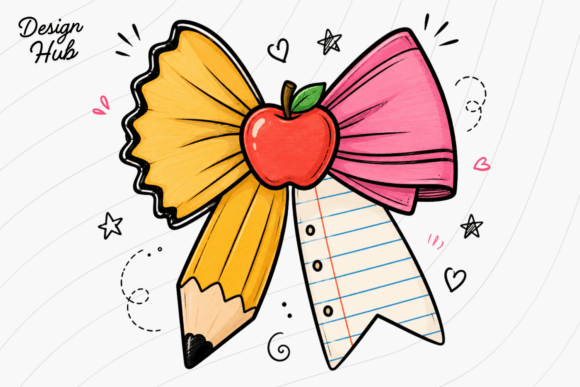 Adorable School Pencil Bow PNG for Creative Projects