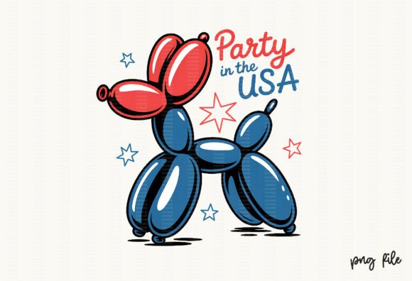 Balloon Dog Party in the USA PNG: Your Go-To Patriotic Design Asset