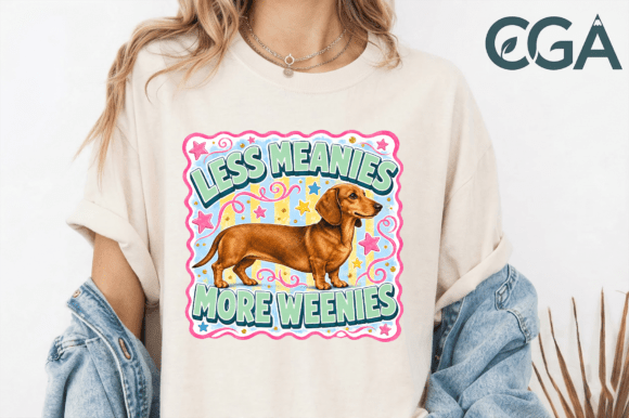 Less Meanies More Weenies: A Retro Design for Dachshund Lovers