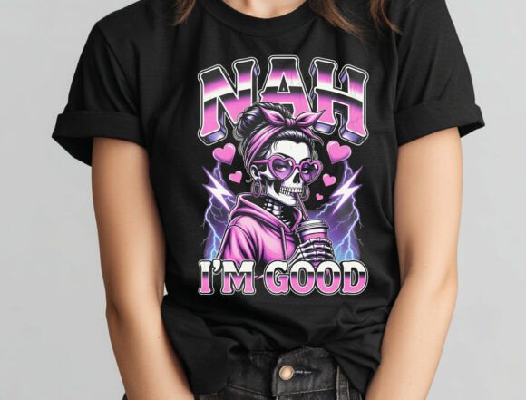 Nah I'm Good PNG Sassy Skull Girl: Your New Secret Weapon for Edgy Designs
