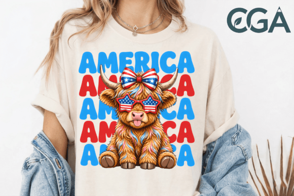 Patriotic America Highland Cow Png: Your Go-To for Festive Designs