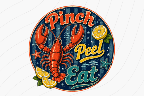 Pinch Peel Eat Shirt PNG: A Vintage Seafood Design for Coastal Vibes