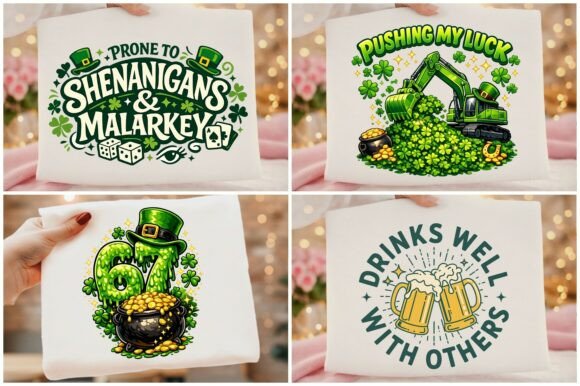 Png St Patrick's Day T-Shirt Design: Excavator Luck