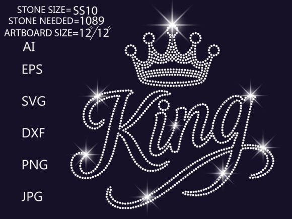 Rhinestone King Crown Typography Art: A Royal Touch for Your Designs