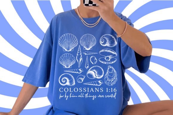 Seashell Bible Verse Shirt: Ocean Life Design for Faith-Based Creations