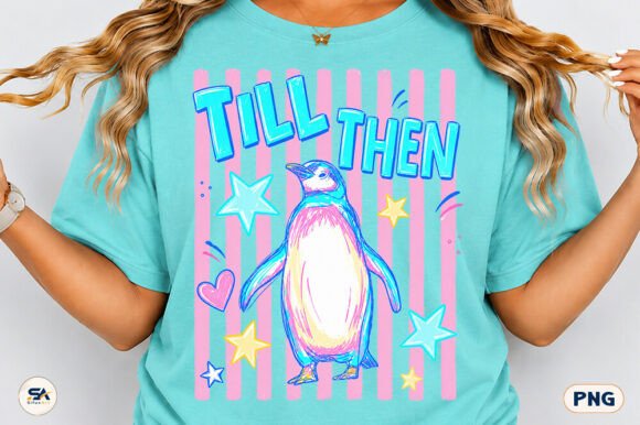 Till then Penguin PNG Stripes Design: A Playful Retro Asset for Modern Creators