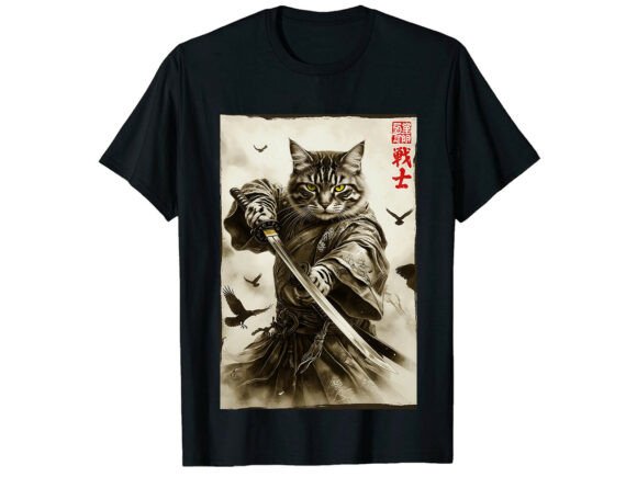 Zen Cat Japanese Samurai T-Shirt: Where Tradition Meets Streetwear